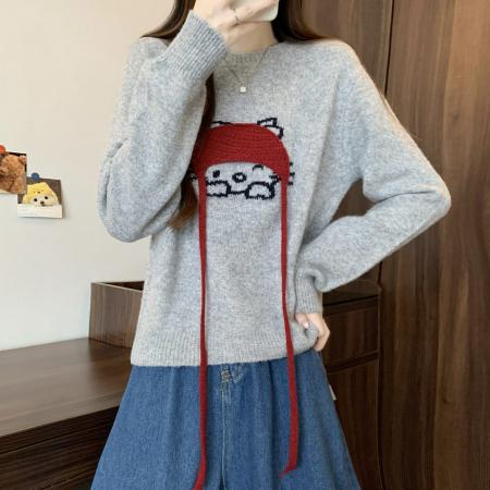 FA47151# 新版韩风设计感立体小红帽针织衫套头毛衣  服裝批發女裝批發服飾貨源