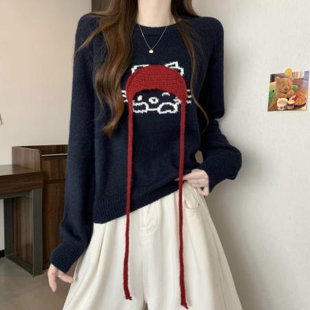 FA47151# 新版韩风设计感立体小红帽针织衫套头毛衣  服裝批發女裝批發服飾貨源