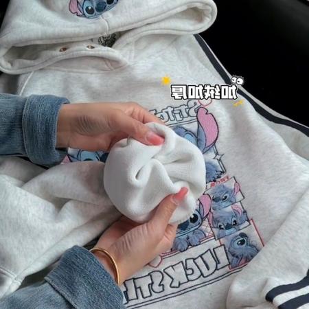 FA47192# 纯棉重工刺绣加绒薄款超火撞色条纹连帽卫衣男女加绒外套  服裝批發女裝批發服飾貨源