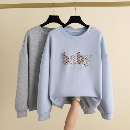 FA47200# 日常休闲卫衣新款时尚百搭简约舒适宽松外套女  服裝批發女裝批發服飾貨源