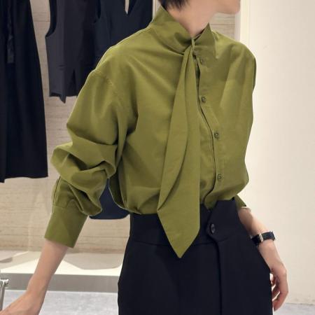 FA47210# 江奇怪立领飘带气质单排扣气质衬衫  服裝批發女裝批發服飾貨源