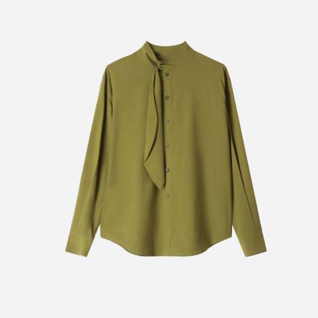 FA47210# 江奇怪立领飘带气质单排扣气质衬衫  服裝批發女裝批發服飾貨源