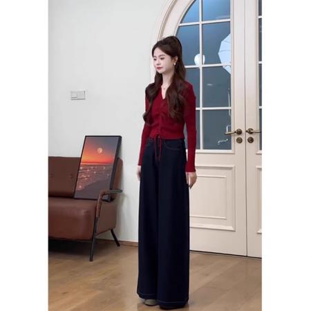 LN76366# 秋季女装新款茶系穿搭高级感气质绝美轻熟风针织上衣独特套装