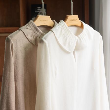 FA47225# 质感又温柔闭眼不踩雷羊毛羊绒混纺娃娃领长袖衬衫  服裝批發女裝批發服飾貨源