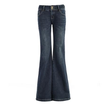 FA47245# 美式复古辣妹bm低腰微喇拖地牛仔裤女喇叭裤  服裝批發女裝批發服飾貨源