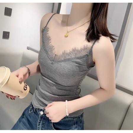FA47264# 蕾丝V领吊带背心春夏季新款修身外穿内搭打底无袖上衣  服裝批發女裝批發服飾貨源