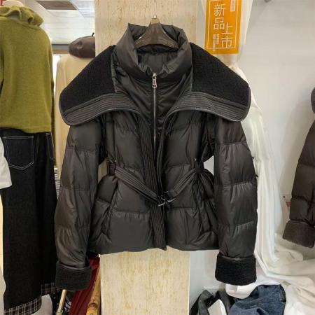 FA47274# 羽绒棉服女新款大翻领收腰显瘦气质短款小个子棉服  服裝批發女裝批發服飾貨源