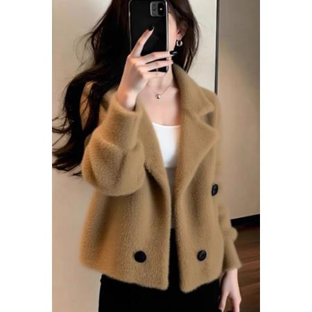 FA47275# 白色毛毛外套新款今年流行爆款小香风御姐气质高端收腰上衣冬  服裝批發女裝批發服飾貨源