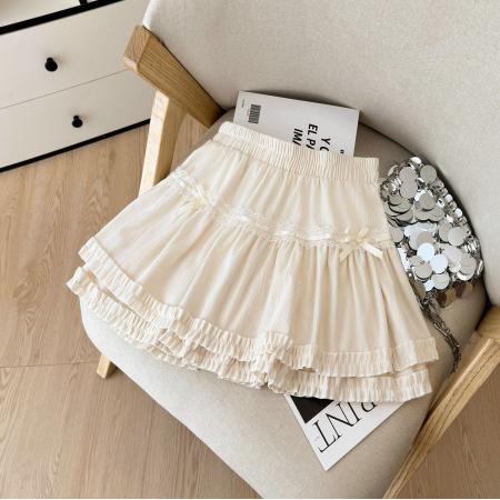 FA47291# 法式甜美风木耳边蕾丝蛋糕裙女秋冬小个子高腰显瘦a字半身短裙裤  服裝批發女裝批發服飾貨源