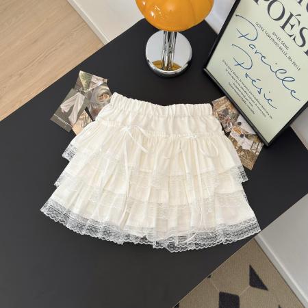 FA47292# 早秋新款韩系气质甜美减龄蕾丝拼接半身短裙女高腰显瘦A字裙  服裝批發女裝批發服飾貨源