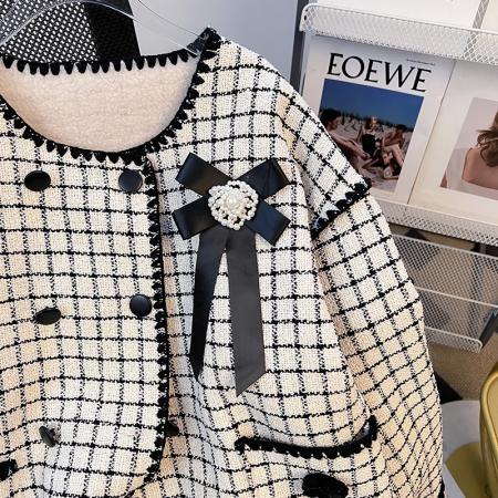 FA47300# 冬装小香风复合银狐绒重工双排扣小香风小个子外套女  服裝批發女裝批發服飾貨源