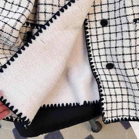 FA47300# 冬装小香风复合银狐绒重工双排扣小香风小个子外套女  服裝批發女裝批發服飾貨源