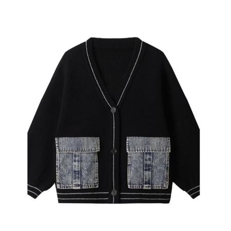 FA47310# 抖音质量牛仔拼接短款外套女秋冬新款韩系小香风上衣  服裝批發女裝批發服飾貨源