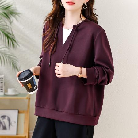 FA47316# 休闲撞色拼接卫衣女秋季新款宽松上衣欧货大码时尚女装  服裝批發女裝批發服飾貨源