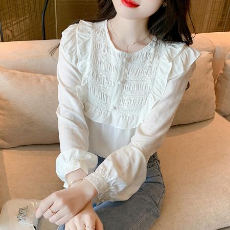 FA47321# 秋款高级长袖上衣女春秋装新款洋气百搭女士衬衣  服裝批發女裝批發服飾貨源