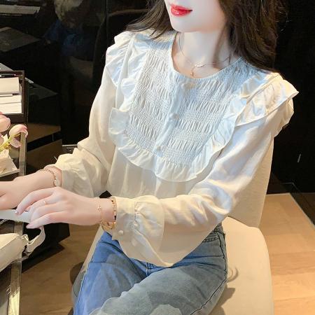 FA47321# 秋款高级长袖上衣女春秋装新款洋气百搭女士衬衣  服裝批發女裝批發服飾貨源