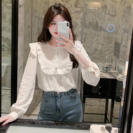 FA47321# 秋款高级长袖上衣女春秋装新款洋气百搭女士衬衣  服裝批發女裝批發服飾貨源