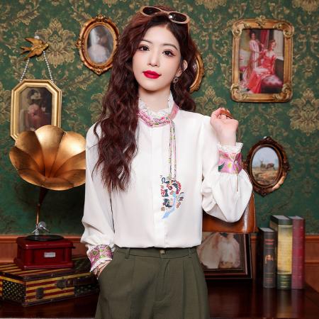 FA47322# 新款印花衬衣女OL上衣  服裝批發女裝批發服飾貨源