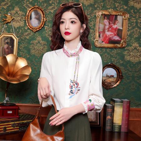 FA47322# 新款印花衬衣女OL上衣  服裝批發女裝批發服飾貨源