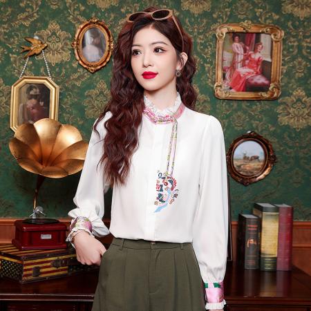 FA47322# 新款印花衬衣女OL上衣  服裝批發女裝批發服飾貨源