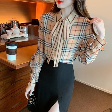 FA47323# 秋款高级长袖上衣女春秋装新款洋气百搭女士衬衣  服裝批發女裝批發服飾貨源