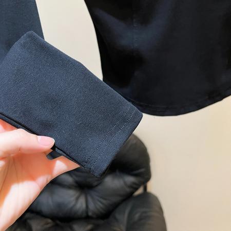 FA47329# 设计感小众独特漂亮内搭修身上衣高级感巨好看深灰色网纱t恤女秋  服裝批發女裝批發服飾貨源