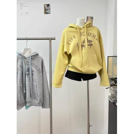 FA47334# 华棉复合连帽磨毛卫衣外套女冬季美式复古宽松慵懒风印花长袖上衣  服裝批發女裝批發服飾貨源