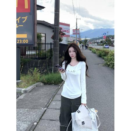 FA47335# 德绒假两件双面绒打底衫百搭软糯宽松针织内搭上衣  服裝批發女裝批發服飾貨源