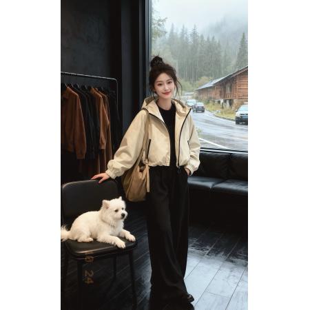 FA47337# 今年流行的爆款女装超好看初冬外套新款小个子短款冲锋衣夹克  服裝批發女裝批發服飾貨源