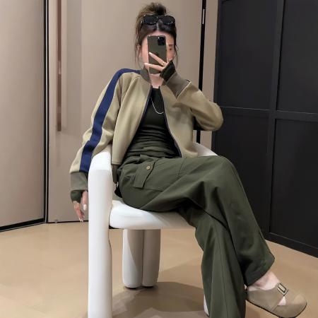 FA47339# 巨好看的独特漂亮的初冬外套新款今年流行爆款拼色短款上衣女  服裝批發女裝批發服飾貨源