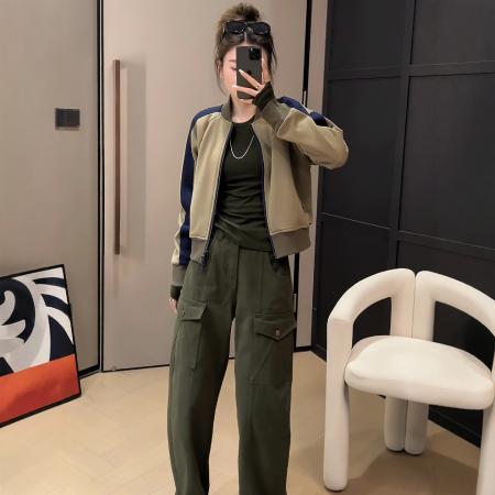 FA47339# 巨好看的独特漂亮的初冬外套新款今年流行爆款拼色短款上衣女  服裝批發女裝批發服飾貨源