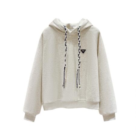 FA47354# 秋冬加绒加厚韩系新款麻花绳连帽珠绣学院轻奢时尚卫衣女  服裝批發女裝批發服飾貨源