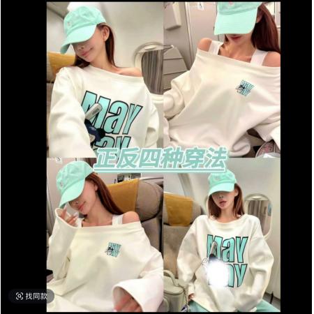 FA47377# 婉君T棒球米正反穿重磅银狐绒卫衣+抓毛后背口袋弯刀裤  服裝批發女裝批發服飾貨源