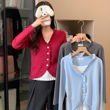 FA47383# 大货秋装新款韩版设计感假两件洋气针织衫上衣毛衣女  服裝批發女裝批發服飾貨源