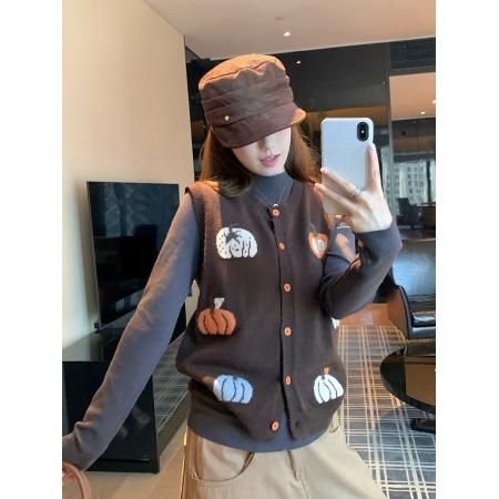 FA47389# 新款老钱风复古针织马甲毛衣背心女  服裝批發女裝批發服飾貨源