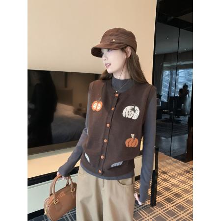 FA47389# 新款老钱风复古针织马甲毛衣背心女  服裝批發女裝批發服飾貨源