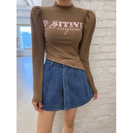 FA47402# 韩国东大门秋冬新款百搭时尚字母印花高领打底T恤  服裝批發女裝批發服飾貨源