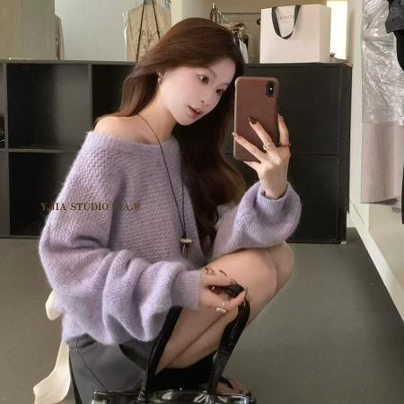 FA47411# 后系蝴蝶结甜美穿搭设计感针织衫女士秋季显瘦休闲长袖慵懒风上衣  服裝批發女裝批發服飾貨源