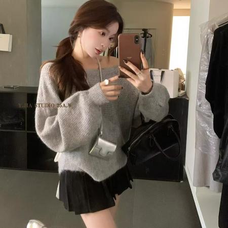 FA47411# 后系蝴蝶结甜美穿搭设计感针织衫女士秋季显瘦休闲长袖慵懒风上衣  服裝批發女裝批發服飾貨源