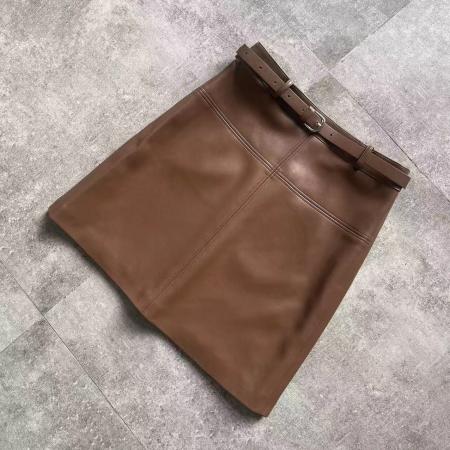 FA47416# 真皮皮裙时尚高腰显瘦a字裙包臀短裙半身裙秋冬新款女装百搭  服裝批發女裝批發服飾貨源