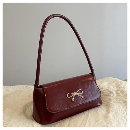 FA47419# 新款纯色时尚韩版蝴蝶结洋气质感腋下女包春单肩休闲法棍包潮 女包批发包包批发货源