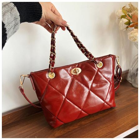 FA47426# 欧美复古洋气链条手拎女包新款韩版时尚菱格休闲单肩斜挎大包 女包批发包包批发货源