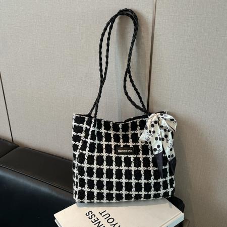 FA47436# 韩版大容量托特包女式新款千鸟格单肩包百搭上班通勤简约购物包袋 女包批发包包批发货源