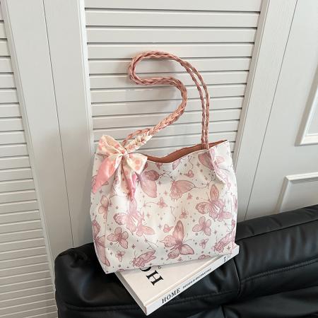 FA47439# 跨境质感小清新蝴蝶印花腋下包女新款文艺风单肩包上课托特包 女包批发包包批发货源