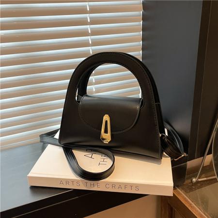 FA47444# 质感纯色休闲半圆手提包女新款大容量通勤复古锁扣单肩斜挎包 女包批发包包批发货源