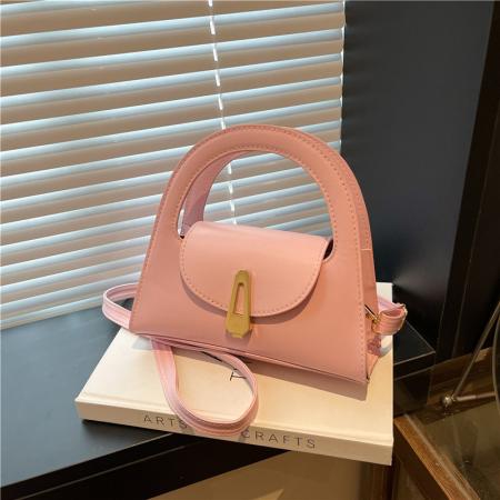 FA47444# 质感纯色休闲半圆手提包女新款大容量通勤复古锁扣单肩斜挎包 女包批发包包批发货源