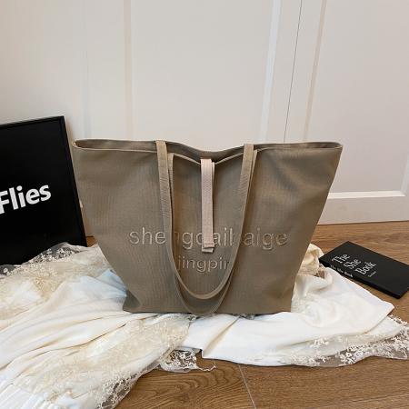 FA47447# 跨境帆布包包女大容量新款百搭简约休闲单肩大学生上课托特包 女包批发包包批发货源