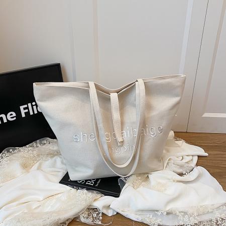 FA47447# 跨境帆布包包女大容量新款百搭简约休闲单肩大学生上课托特包 女包批发包包批发货源