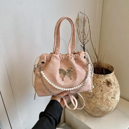 FA47451# 跨境蝴蝶双肩包包女式新款潮时尚韩版珍珠链条背包百搭手提包 女包批发包包批发货源