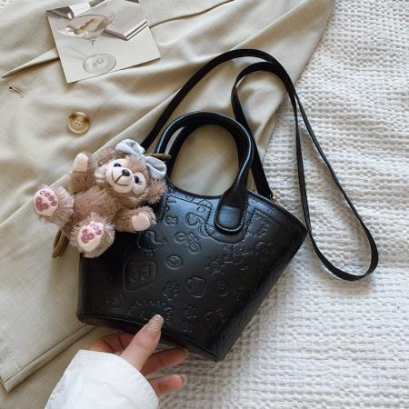 FA47452# 跨境韩版可爱涂鸦压花水桶包小众设计休闲复古时尚通勤单肩斜挎包 女包批发包包批发货源